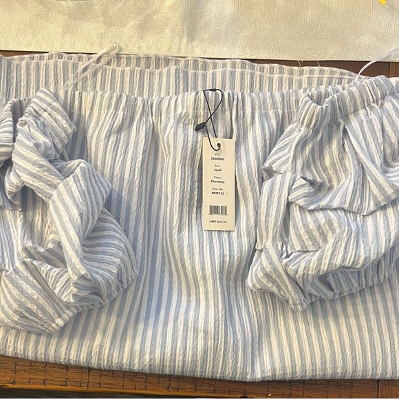 NWT Rampage Off the Shoulder Chambray Striped Dress - Picture 7 of 7